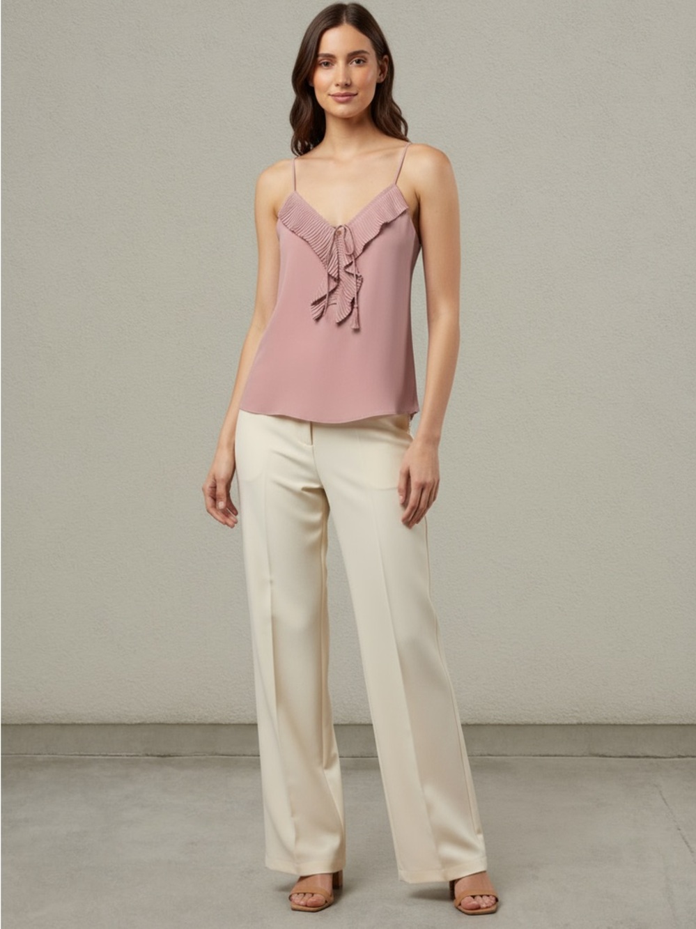 Pleated Ruffle Mauve Cascade Cami